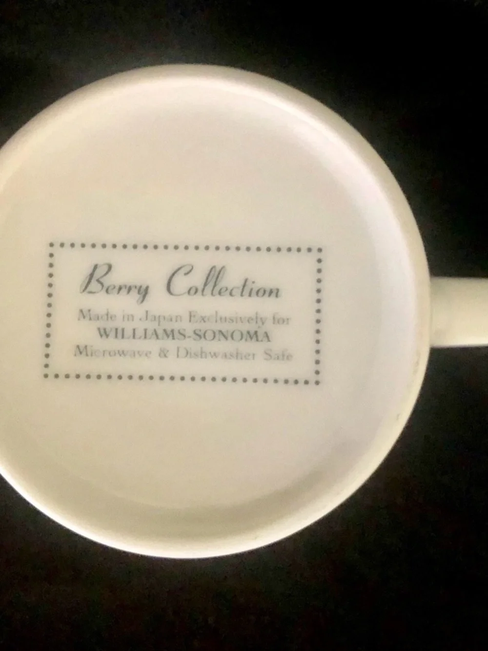 Williams Sonoma white mug Blue BERRY